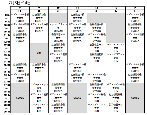 2/8-2/14スケジュール
